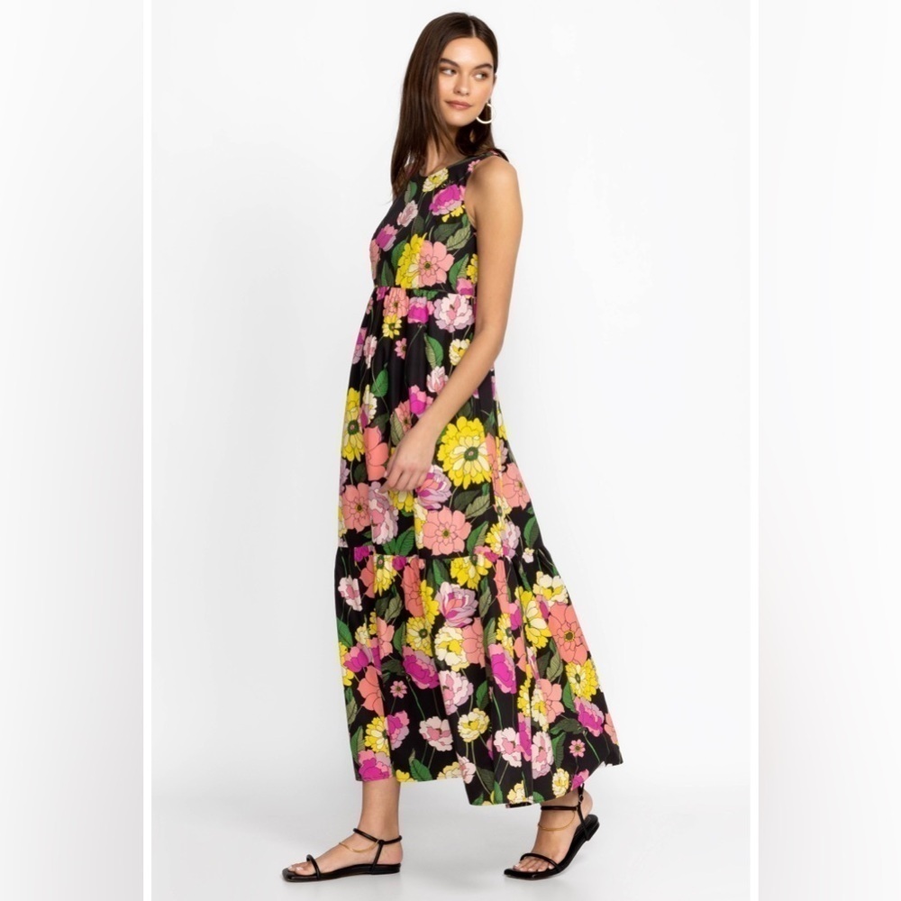 Johnny Was Black floral pink yellow Cassai Open back sleeveless maxi dress S NWT - Picture 14 of 14